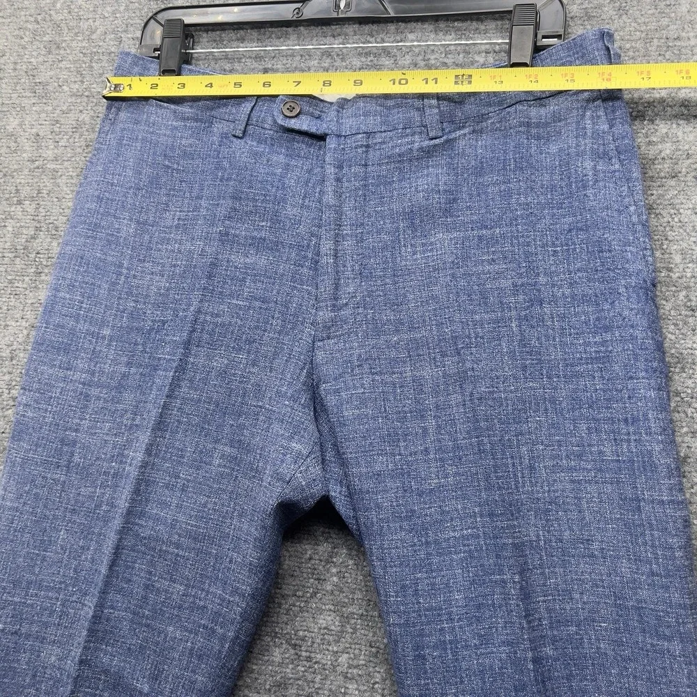 Mens Blue Dress Pants Flat Front Textured Casual Career Slacks 32x31